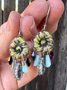 Ayala Bar Handcrafted Woven Detail Dangle Earrings